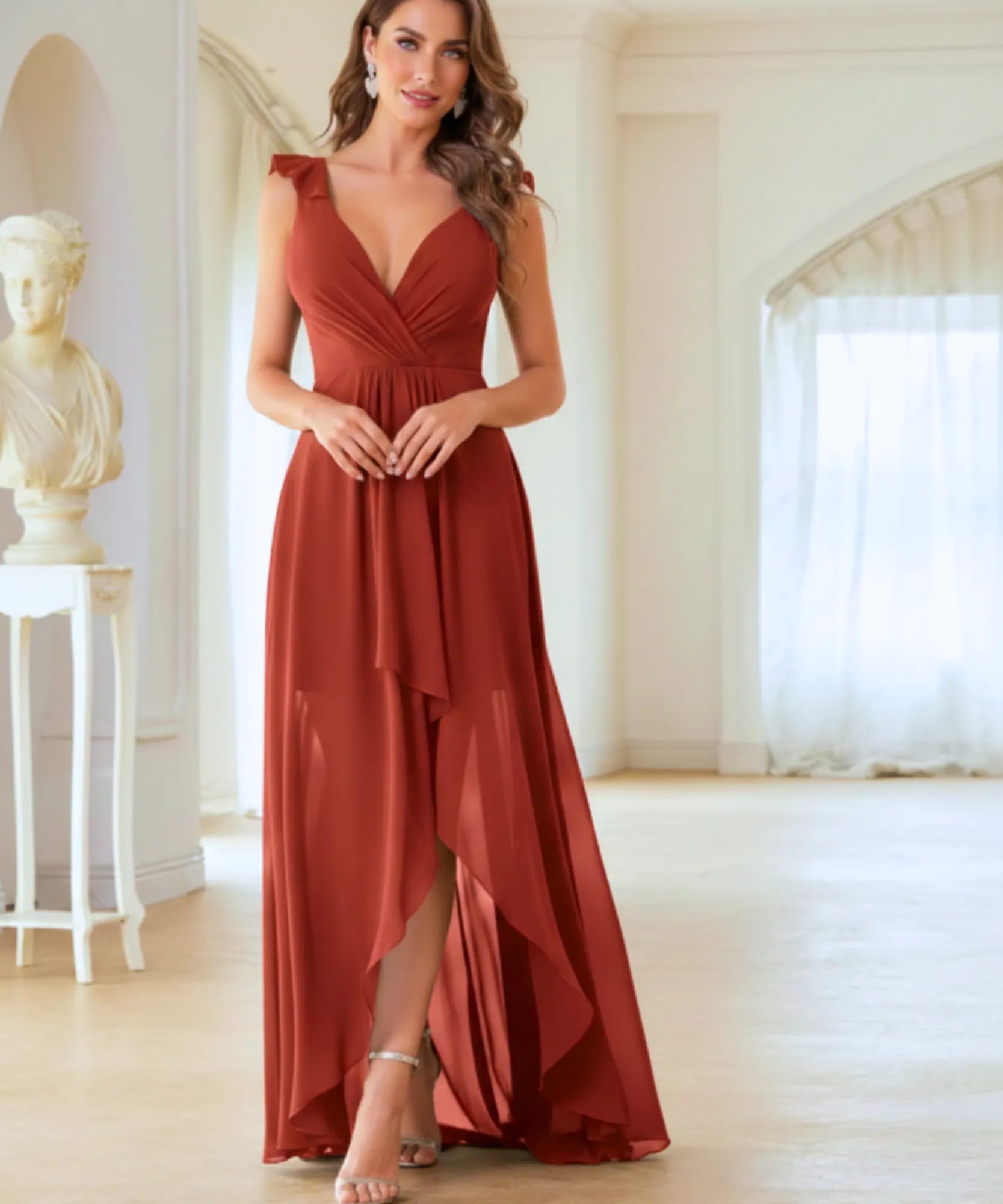 Comprar Vestido Longo de Festa com Fenda e Caimento Elegante para madrinhas, casamento convidadas e formandas em promoção KOJI STORE