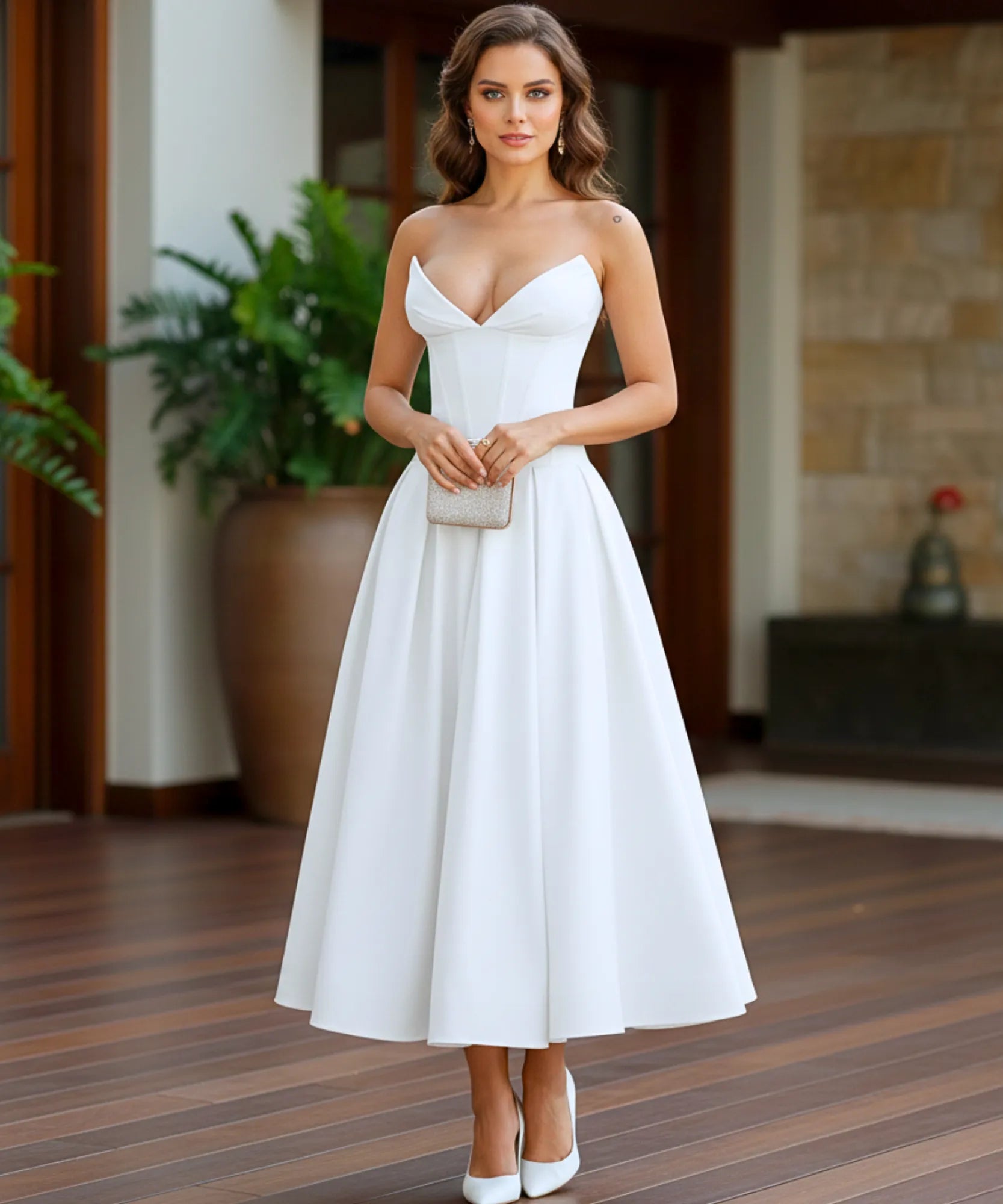 Comprar Vestido Midi de Festa Tomara que Caia elegante drapeado casamento formatura em promoção ZARA
