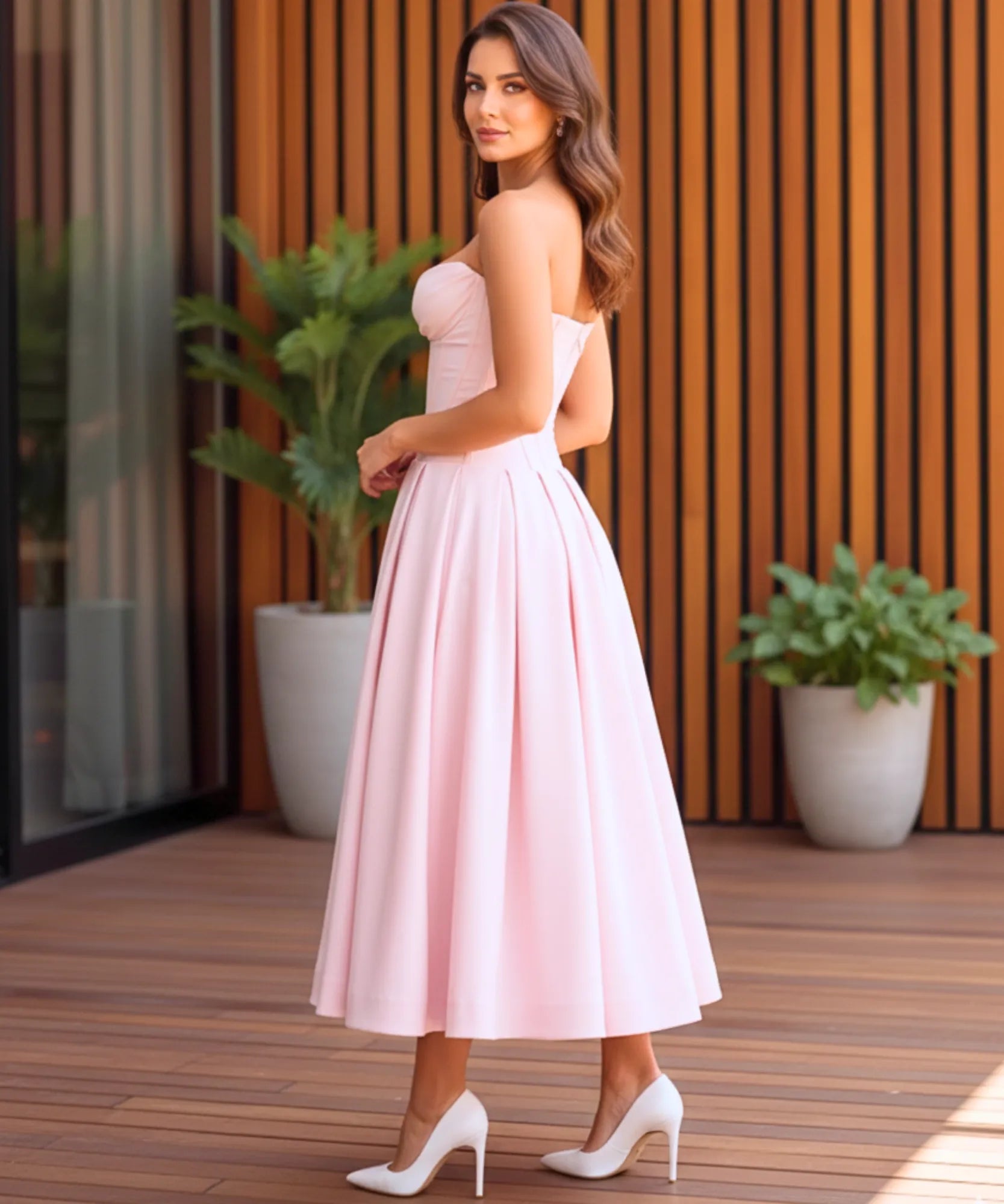 Comprar Vestido Midi de Festa Tomara que Caia elegante drapeado casamento formatura em promoção ZARA