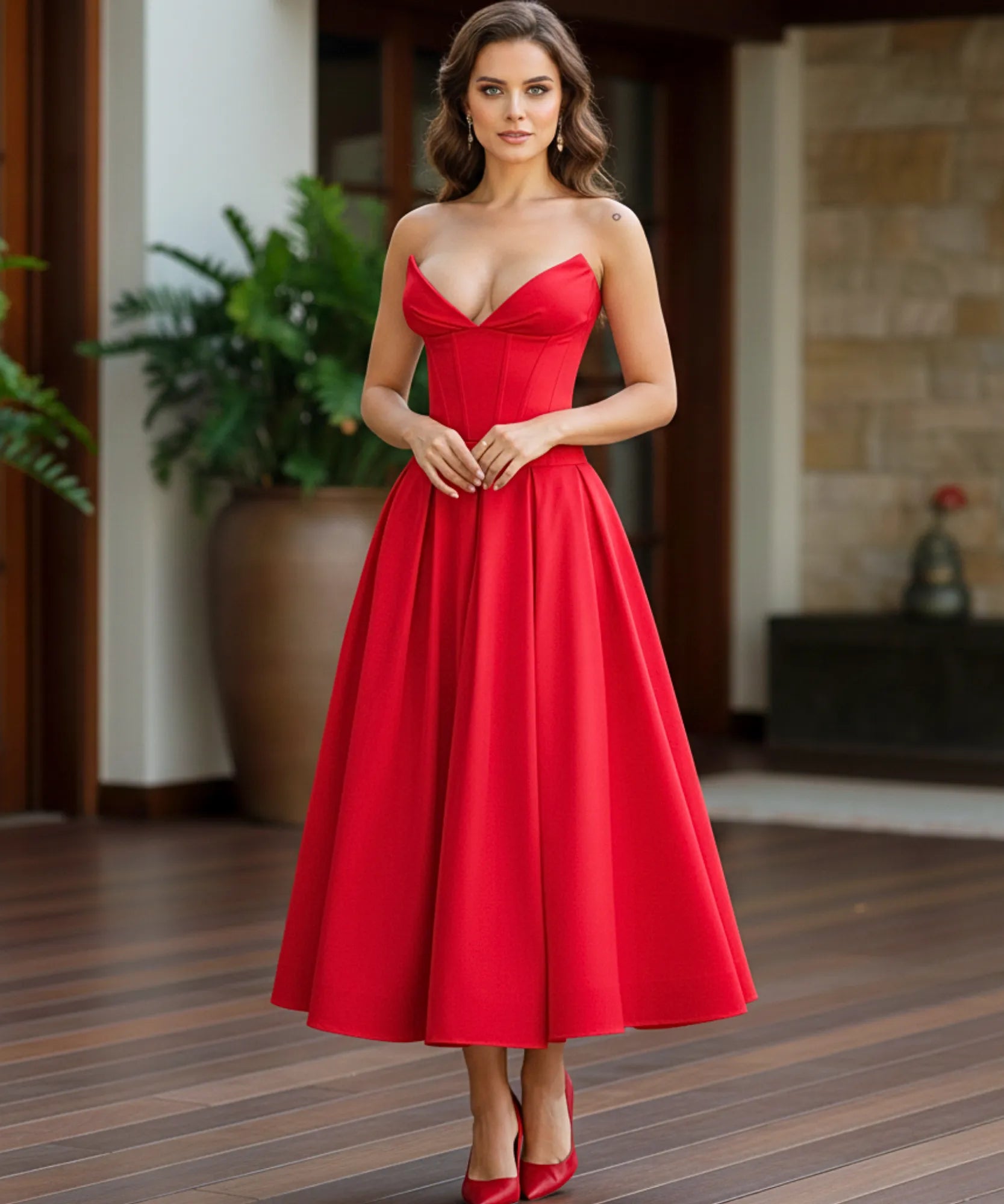 Comprar Vestido Midi de Festa Tomara que Caia elegante drapeado casamento formatura em promoção ZARA