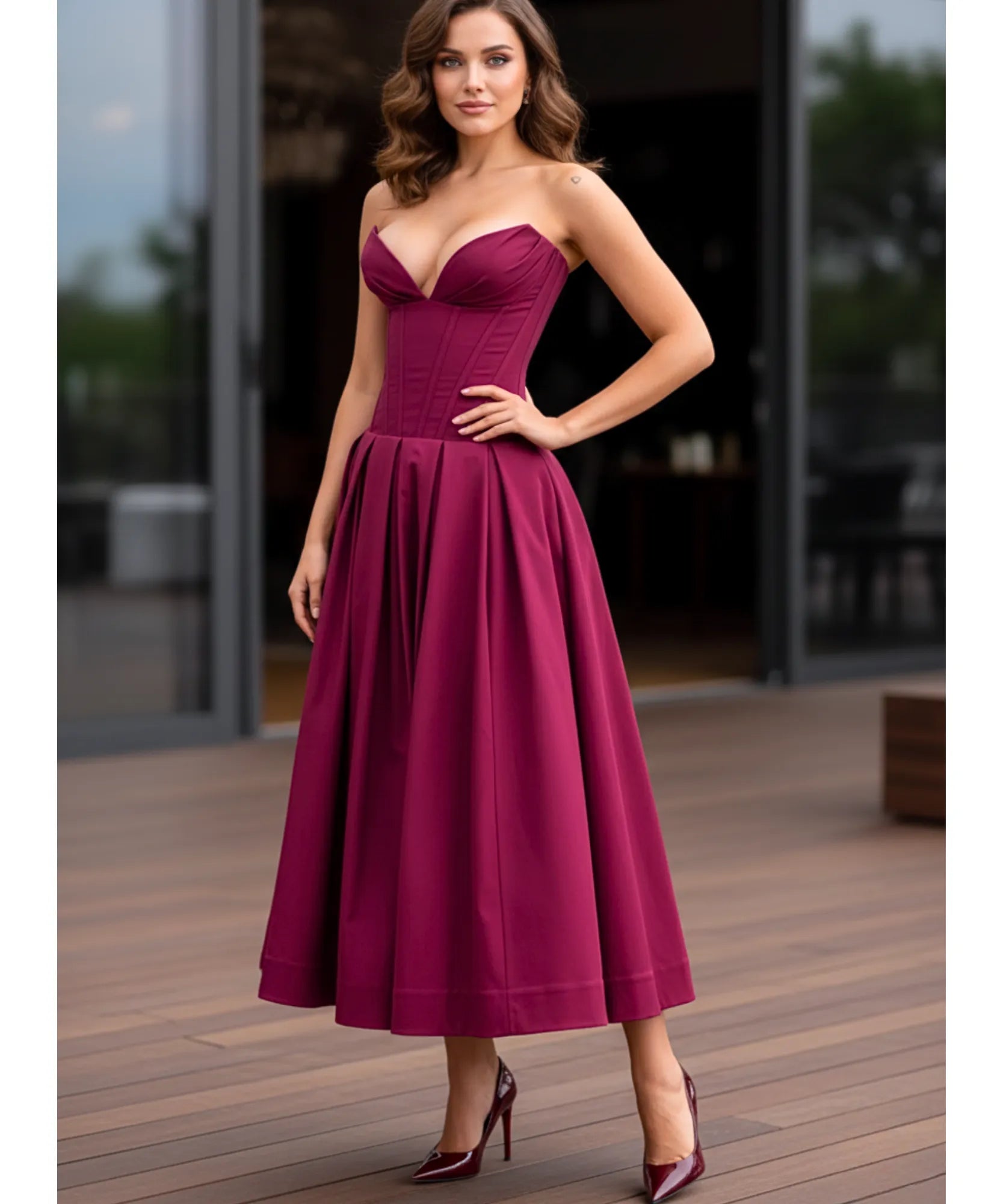 Comprar Vestido Midi de Festa Tomara que Caia elegante drapeado casamento formatura em promoção ZARA