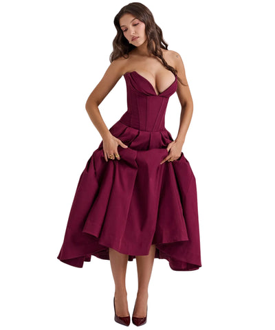 Vestido Midi de Festa Tomara que Caia Corset Elegante | Bebela