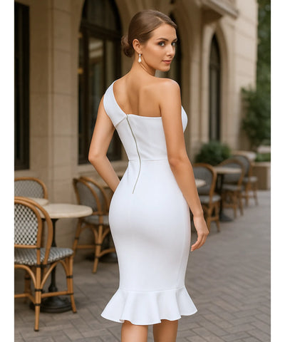 Vestido de Festa Midi Ombro Só Sereia Elegante | Laurie