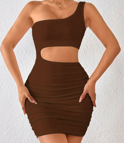 Vestido Curto Festa Um Ombro com Recorte Elegante | Lilica