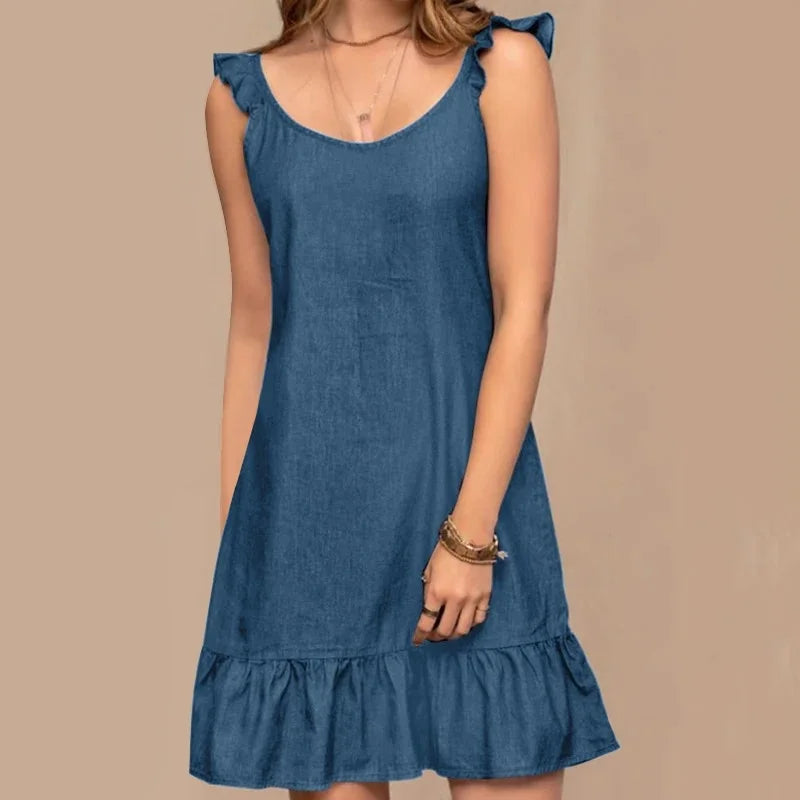 Vestido Jeans Fino e Solto para Verão Boho-Chic - Compre Agora na Loja Anellimn