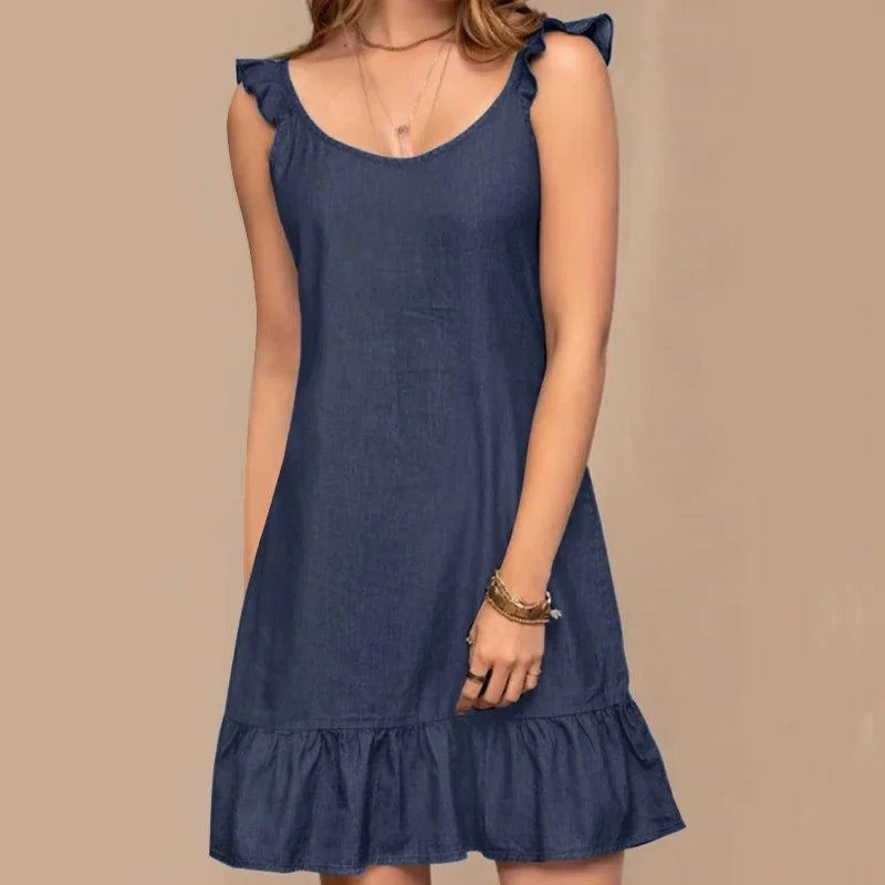 Vestido Jeans Fino e Solto para Verão Boho-Chic - Compre Agora na Loja Anellimn