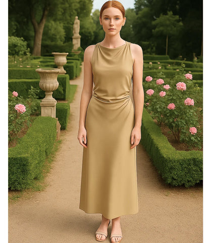 Vestido Longo Elegante de Cetim para Festas | Aimi