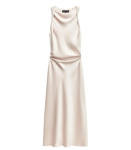 Vestido Longo Elegante de Cetim para Festas | Aimi