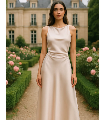 Comprar Vestido Longo Elegante de Cetim off white para Festas em promoção ZARA