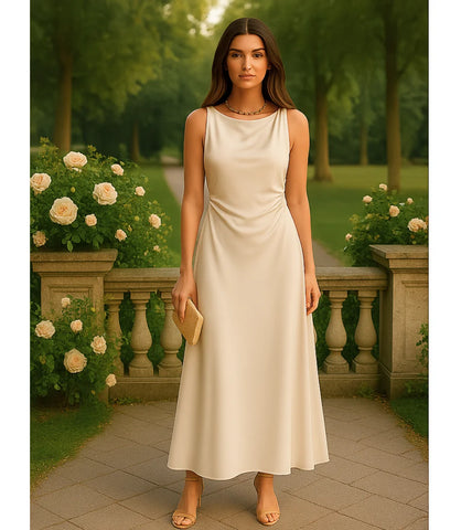 Comprar Vestido Longo Elegante de Cetim off white para Festas em promoção ZARA