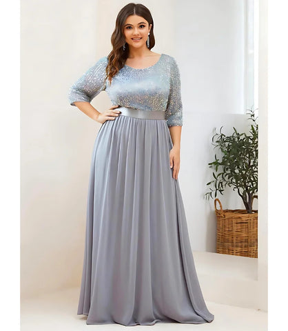 Vestido Longo de Festa Plus Size Paetês Brilhantes | Lice