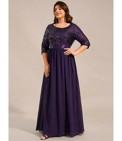 Vestido Longo de Festa Plus Size Paetês Brilhantes | Lice