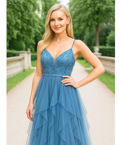 Vestido Longo de Festa Tule Elegante Madrinhas | Greco