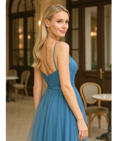 Vestido Longo de Festa Tule Elegante Madrinhas | Greco