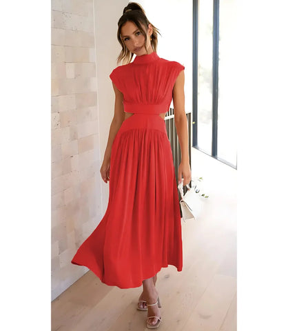 Vestido Midi Elegante com Recortes na Cintura para Festas | Annelis