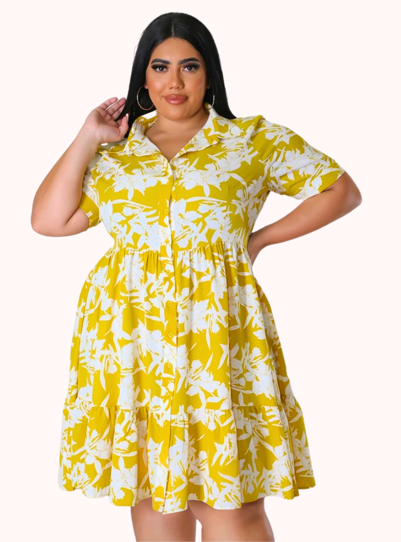 Vestido Plus Size Floral Danusi - Expressão de beleza e conforto em estampa floral. Perfeito para ocasiões casuais e festivas.