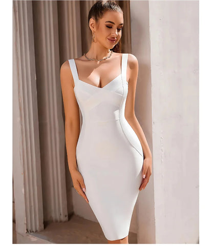 Comprar Vestido de Festa Midi barato Bandagem  Branco - Anellimn