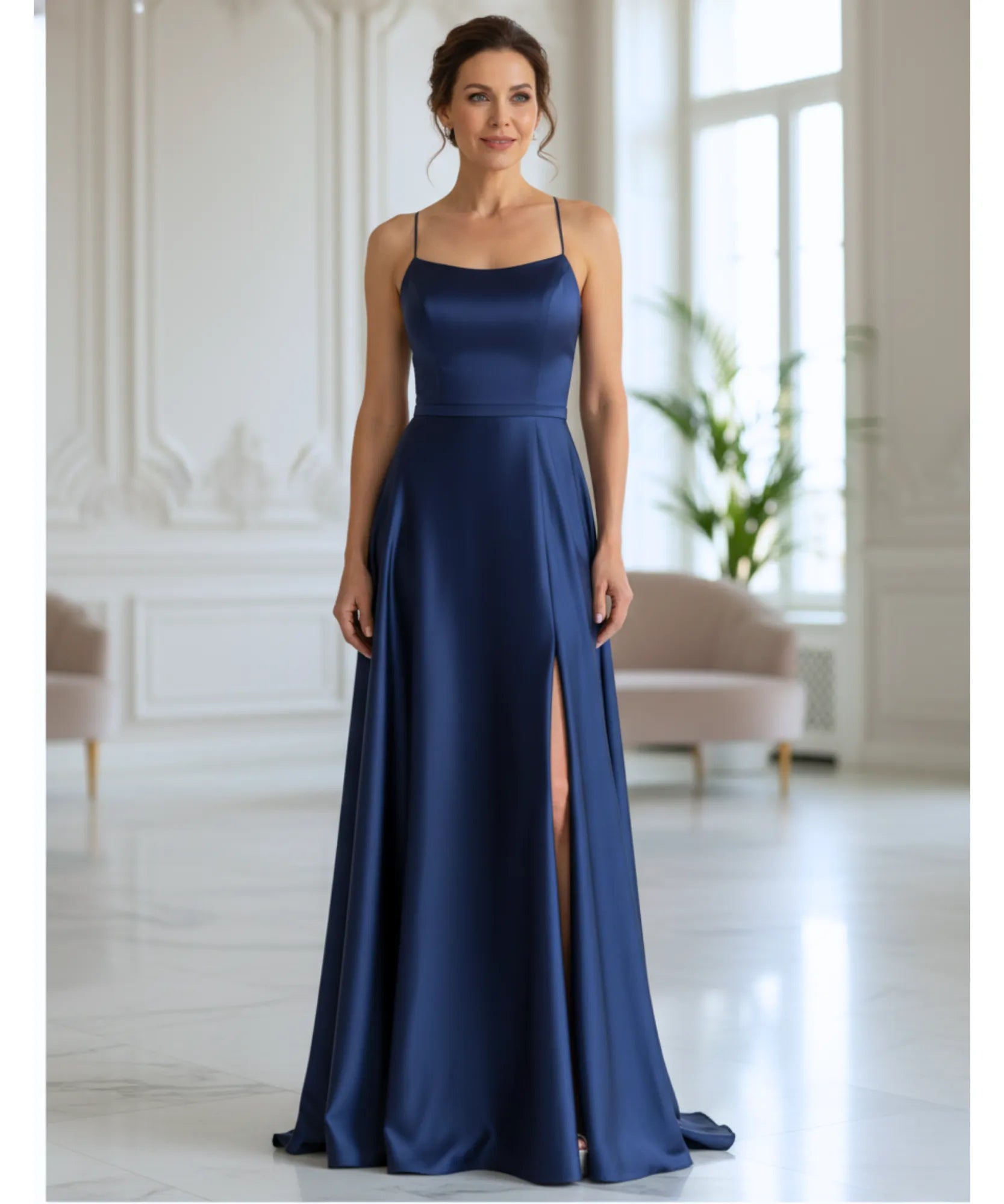 Comprar Vestido Longo Cetim Elegante para Casamento e Formatura ANELLIMN
