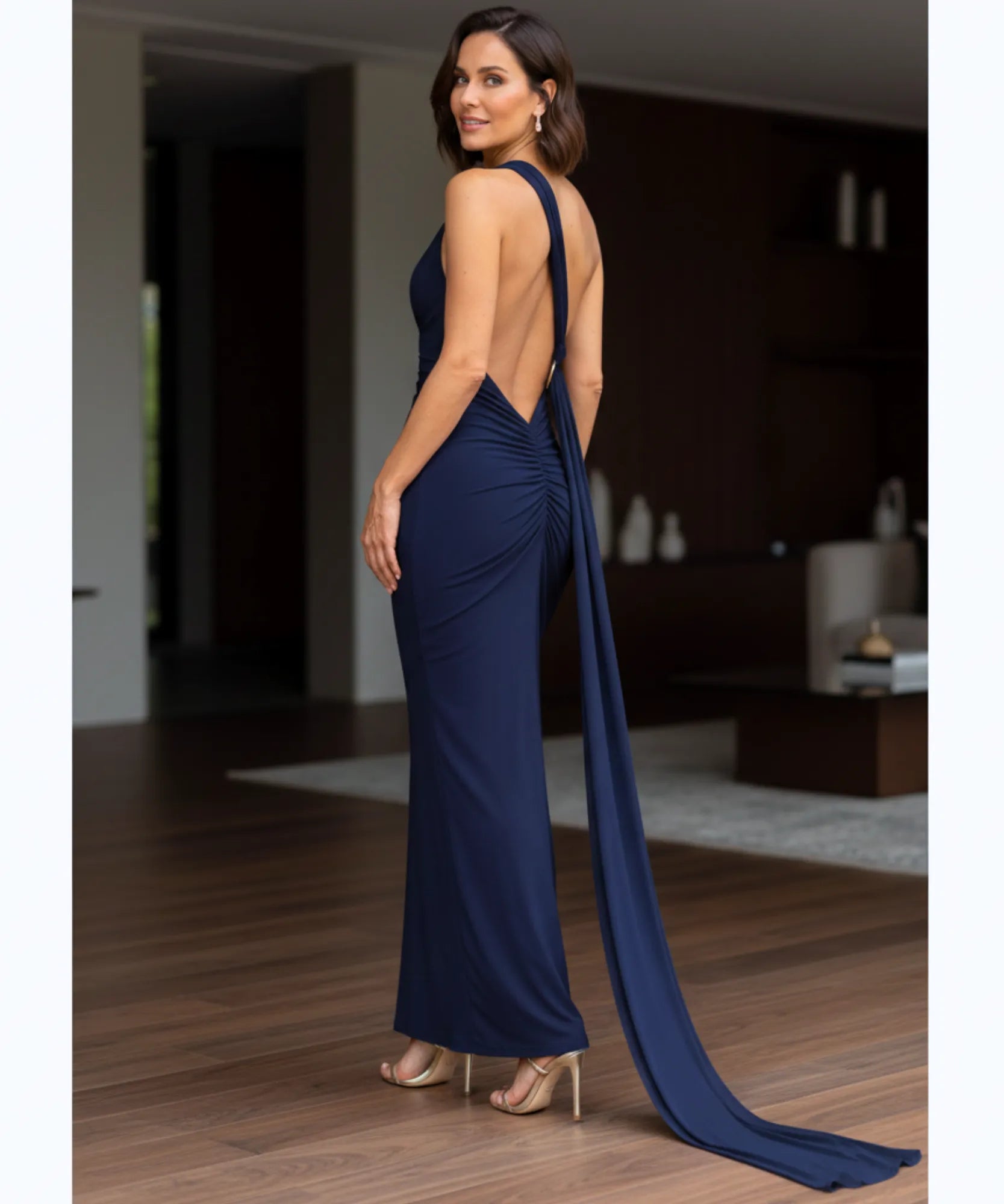 Comprar Vestido Longo de Festa com Um Ombro Só e Cauda Elegante  barato - Anellimn