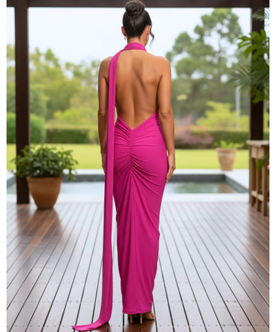 Comprar Vestido Longo de Festa com Um Ombro Só e Cauda Elegante  barato - Anellimn