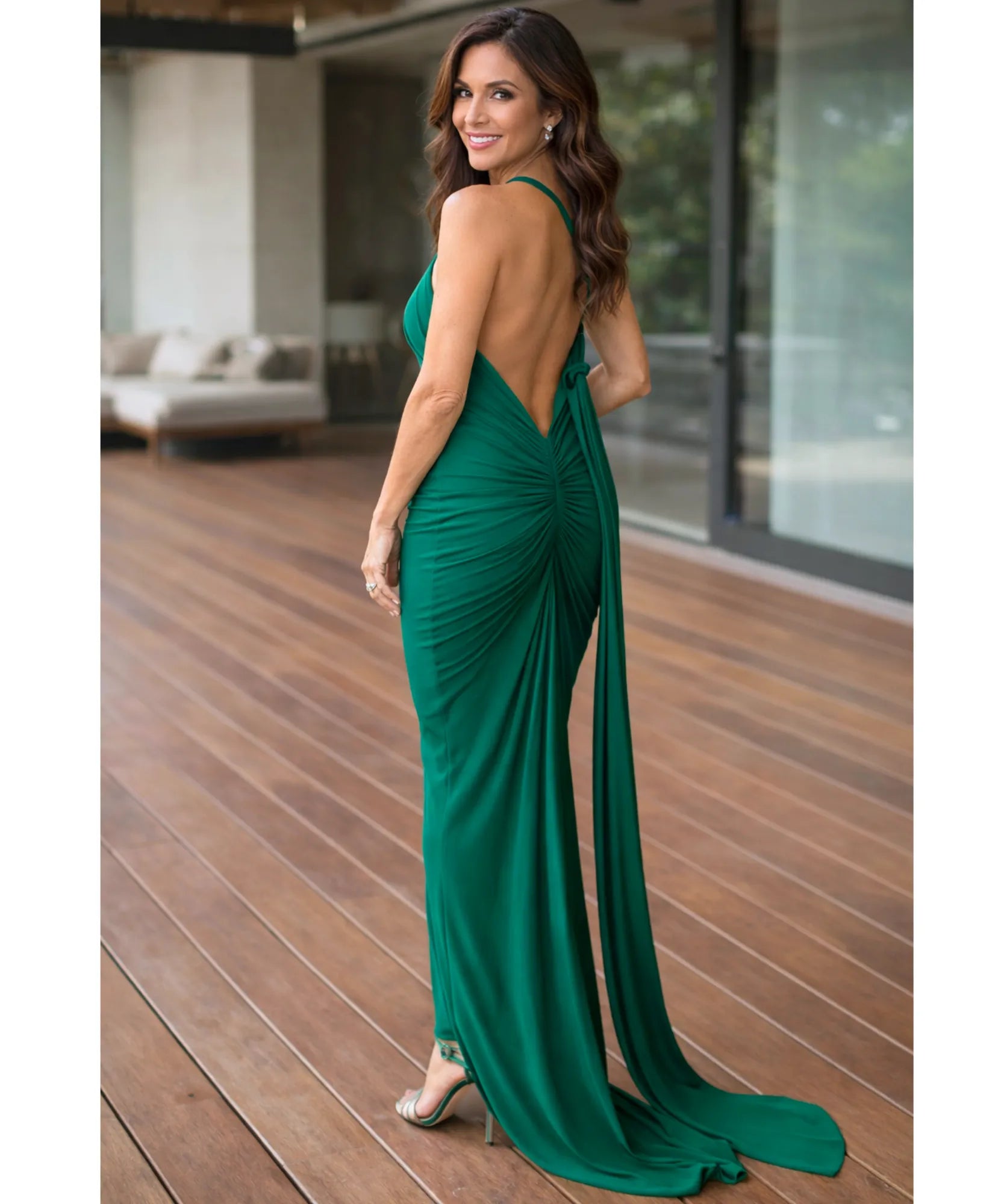 Comprar Vestido Longo de Festa com Um Ombro Só e Cauda Elegante  barato - Anellimn