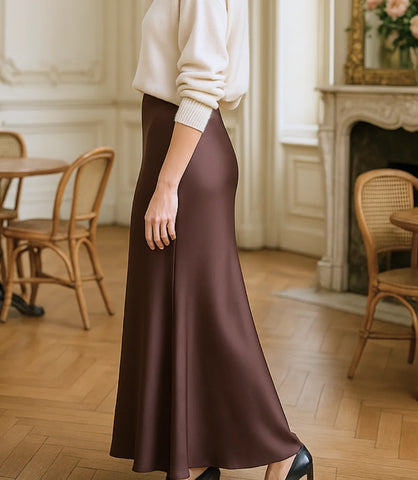 Saia Longa de Cetim Sereia Feminina Elegante | Anaya