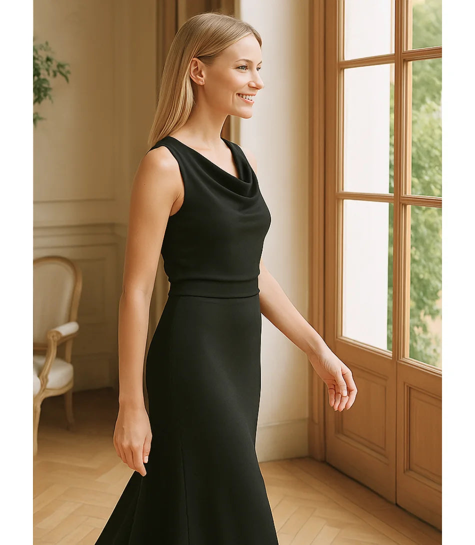 Comprar saia longa de cetim feminina preto sereia elegante para eventos, looks casuais e sofisticados em promoção ZARA
