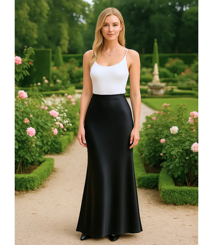 Saia Longa de Cetim Sereia Feminina Elegante | Anaya