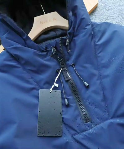 Comprar anorak masculino repelente à água com capuz azul marinho em promoção Anellimn