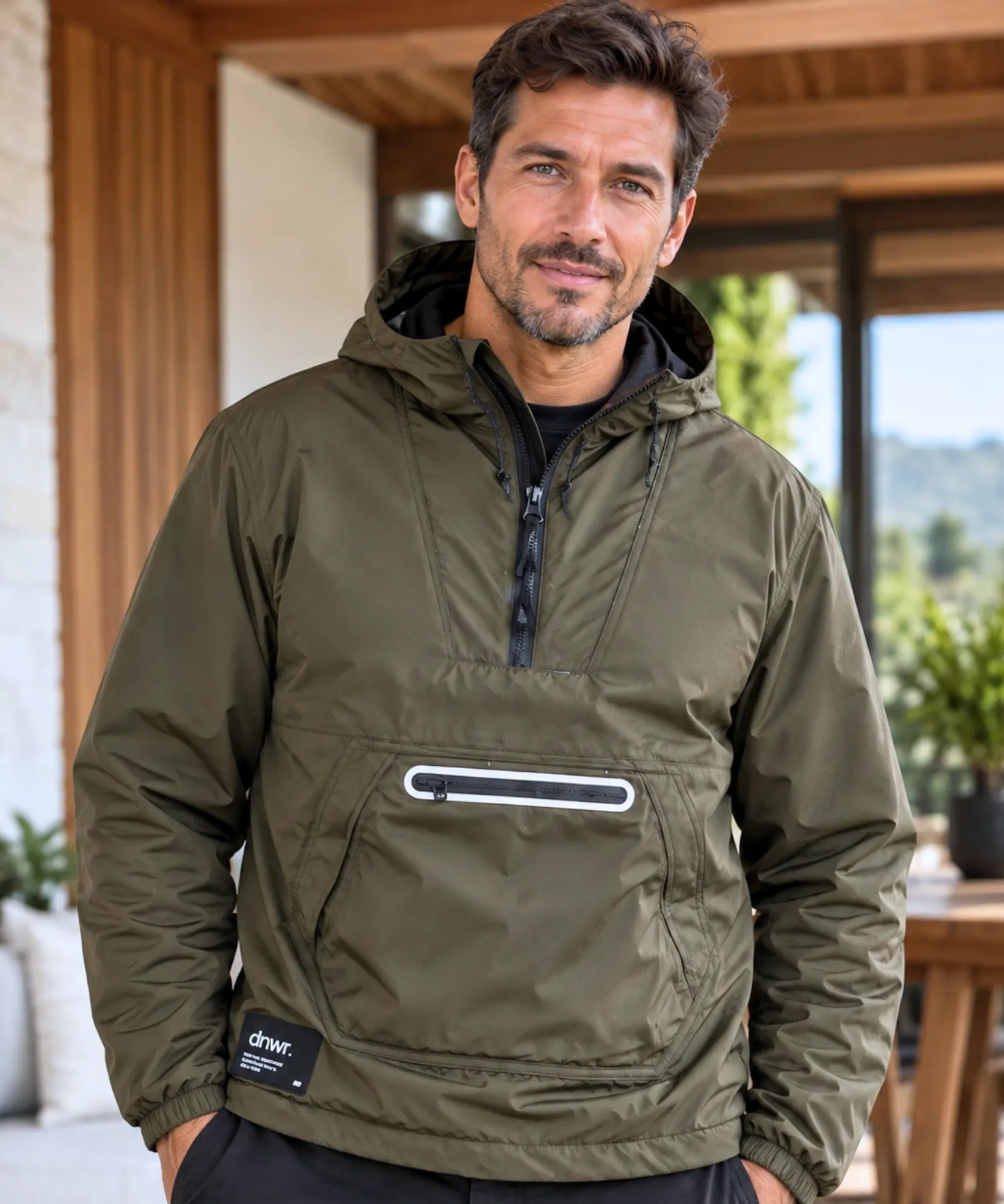Comprar anorak masculino acolchoado meio zíper verde militar em promoção Anellimn