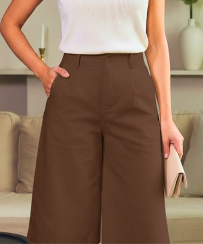 Bermuda Feminina Casual Cintura Alta com Bolsos | Nanna