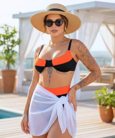 Biquíni Cintura Alta Hot Pants Bicolor Premium | Naia