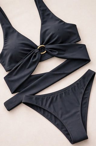 Biquíni Feminino Top Transpassado Fivela Dourada | Meuli