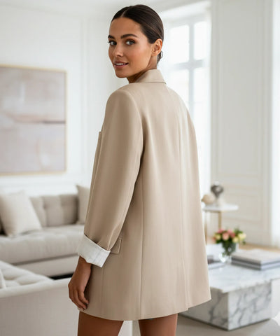 Comprar blazer feminino alfaiataria linho manga 7/8 alongado elegante trabalho escritório em promoção ZARA