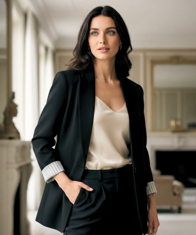 Blazer Feminino Alfaiataria Linho Manga 7/8 Elegante | Sofi