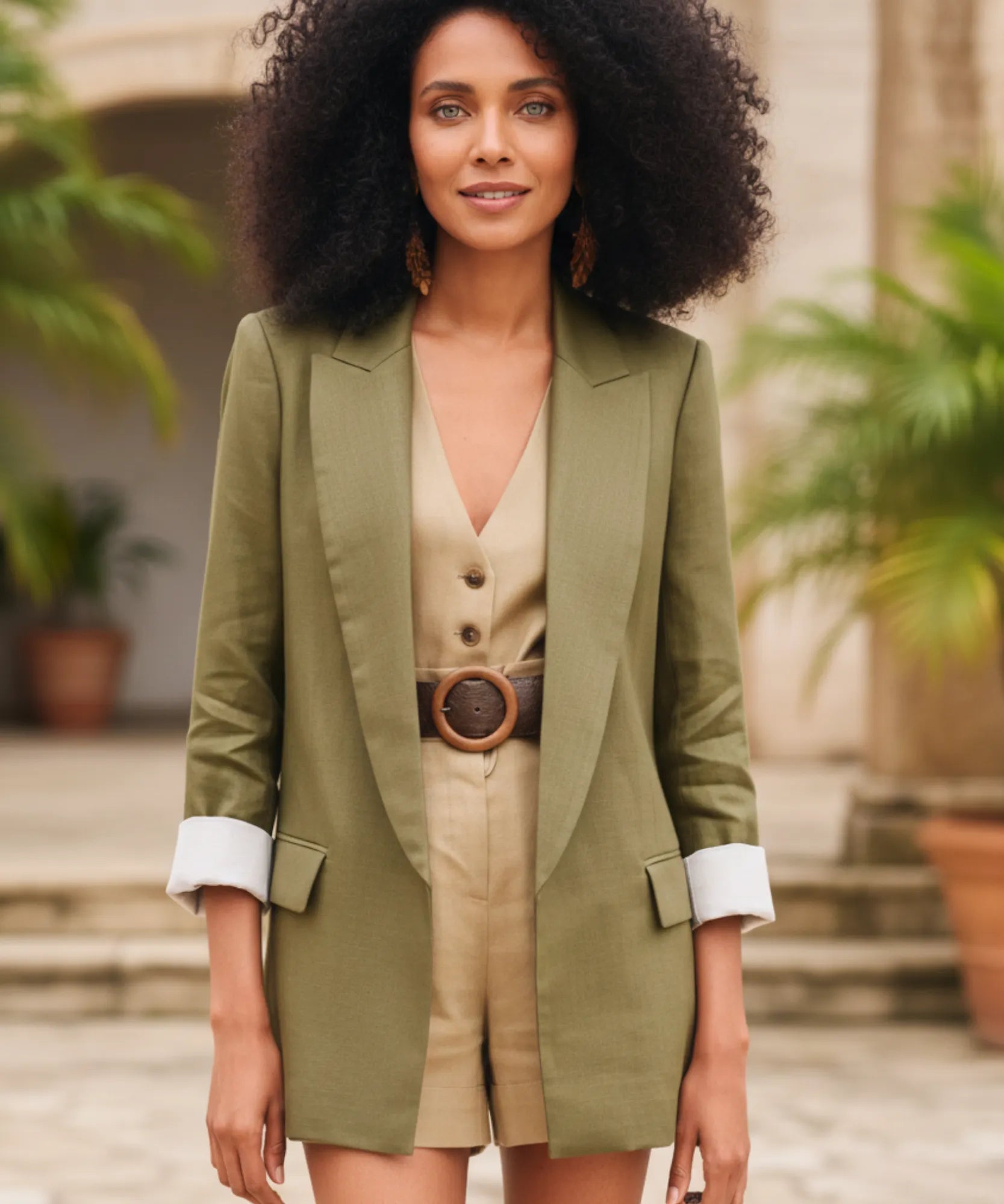 Comprar blazer feminino alfaiataria linho manga 7/8 alongado elegante trabalho escritório em promoção ZARA