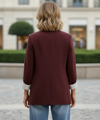 Blazer Feminino Alfaiataria Linho Manga 7/8 Elegante | Sofi