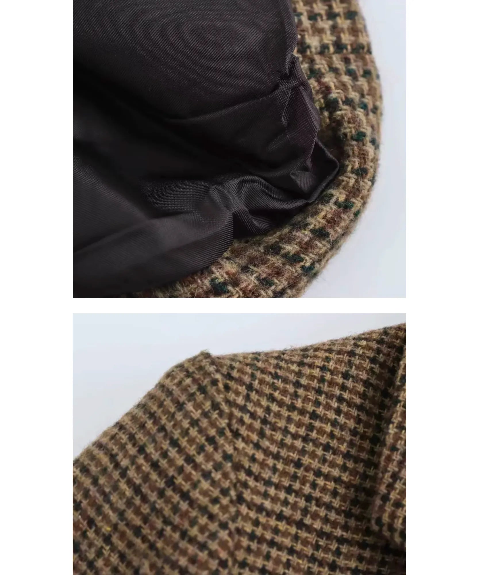 Comprar blazer feminino alfaiataria tweed xadrez marrom detalhe tecido barato Anellimn