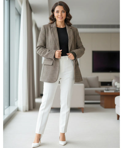 Blazer Feminino Alfaiataria Tweed Xadrez Escritório | Blaid