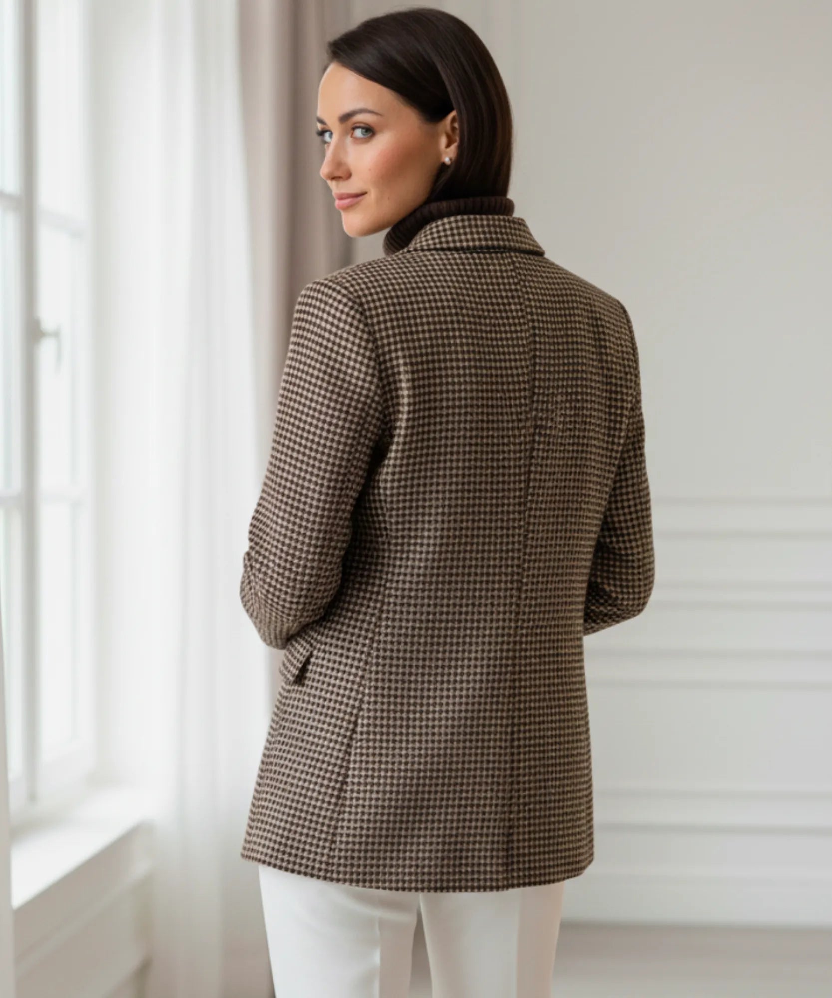 Comprar blazer feminino alfaiataria tweed xadrez estruturado com forro elegante para escritório barato ZARA