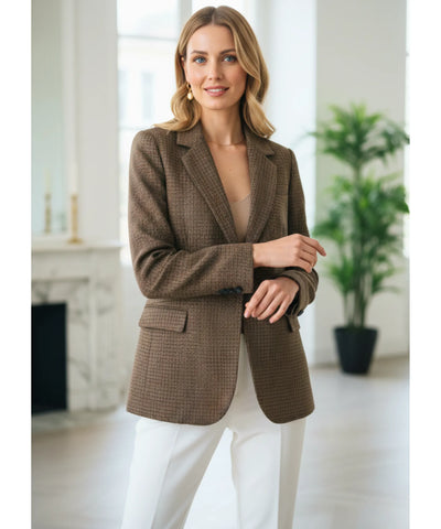 Blazer Feminino Alfaiataria Tweed Xadrez Escritório | Blaid