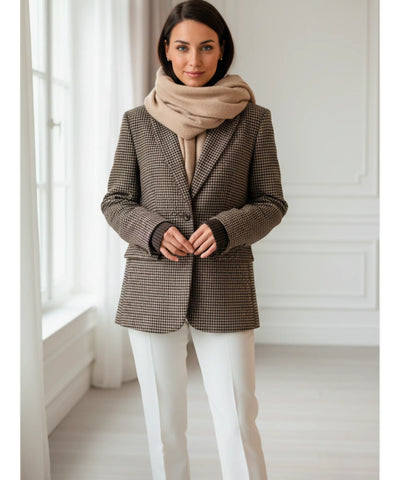 Blazer Feminino Alfaiataria Tweed Xadrez Escritório | Blaid