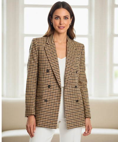 Comprar blazer feminino alfaiataria xadrez com forro estruturado e botões elegantes para escritório trabalho em promoção ZARA
