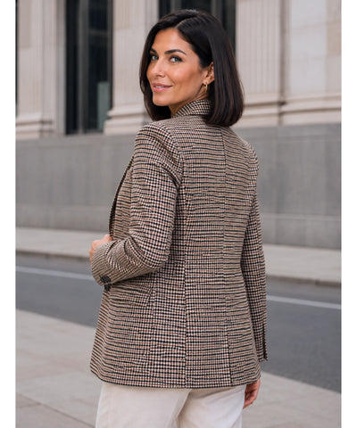 Comprar blazer feminino alfaiataria xadrez com forro estruturado e botões elegantes para escritório trabalho em promoção ANELLIMN 