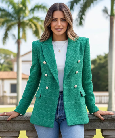 Blazer Feminino Tweed Elegante Texturizado com Bolsos | Chris