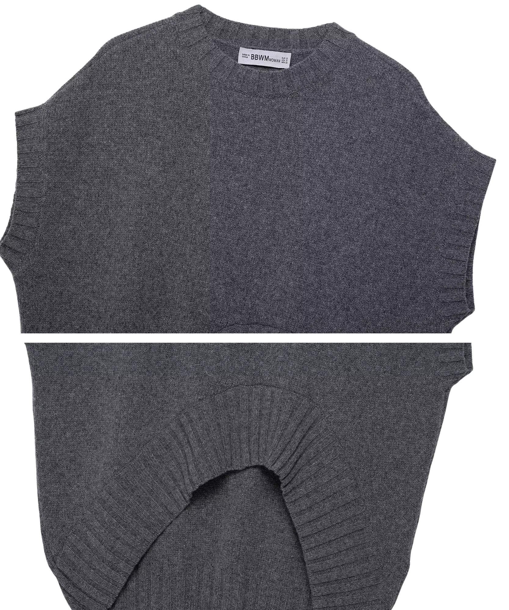 Comprar blusa assimétrica feminina tricô barra canelada cinza em promoção Anellimn