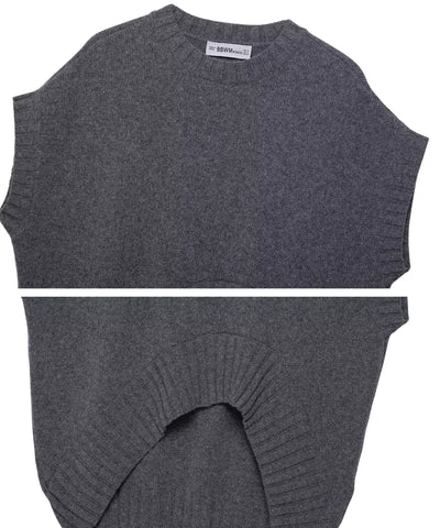 Comprar blusa assimétrica feminina tricô barra canelada cinza em promoção Anellimn