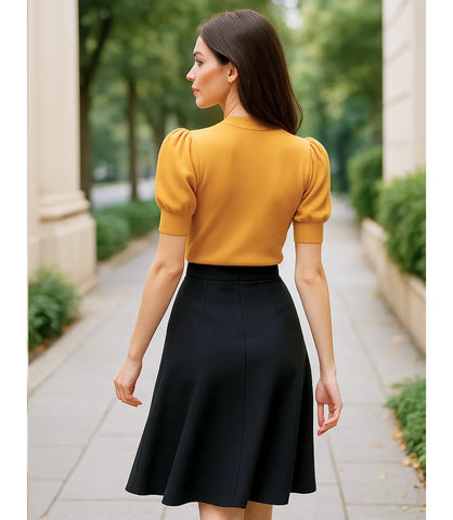 Blusa Canelada Feminina com Manga Bufante Elegante | Helen