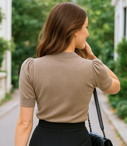 Blusa Canelada Feminina com Manga Bufante Elegante | Helen