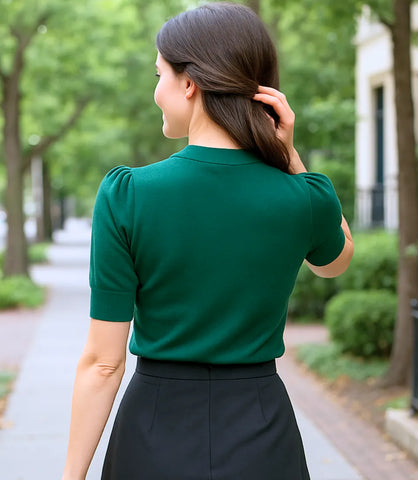 Blusa Canelada Feminina com Manga Bufante Elegante | Helen